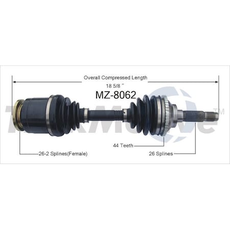 Surtrack Axle Cv Axle Shaft, Mz-8062 MZ-8062